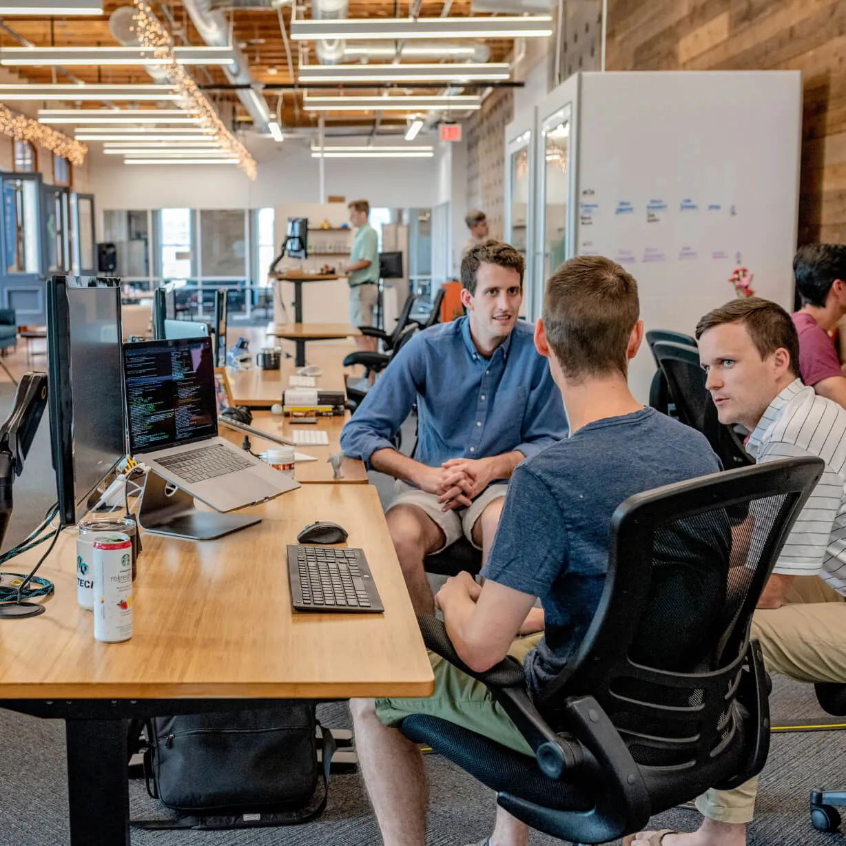 A group of employees working